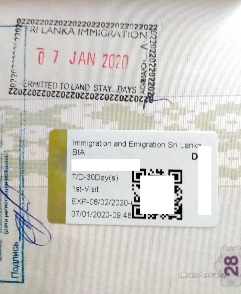 Visa To Sri Lanka Online Upon Arrival ETA A Sample Of Migration Card   Sri2 